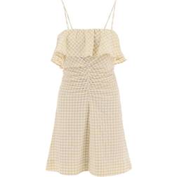 Ganni Beige Ruched Minidress 531 Pale Khaki DK