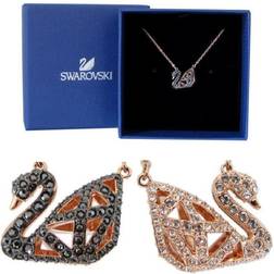 Swarovski Facet Swan Necklace - Black