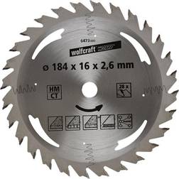 Wolfcraft 6473000 Blad til rundsav i hårdtmetal 184 x 16 mm Antal tænder per tomme 28 1 stk