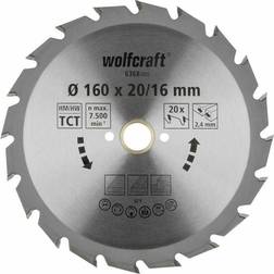 Wolfcraft 6368000 Blad til rundsav i hårdtmetal 160 x 20 mm Antal tænder per tomme 20 1 stk