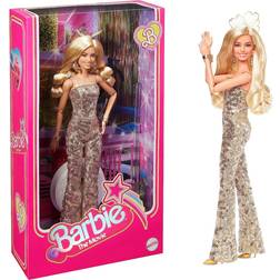 Barbie The Movie Margot Robbie in Gold Disco Jumpsuit HPJ99