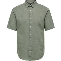Only & Sons Caiden Solid Linen Shirt Groen