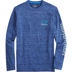 Vineyard Vines Whale Logo Long-Sleeve Harbor Performance Tee - Vineyard Navy Hthr