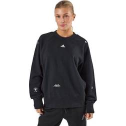 adidas Oversized Crewneck with Healing Crystal-Inspired Graphics sweatshirt Black White