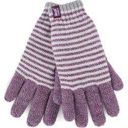 Heat Holders WoMens Striped Fleece Lined Thermal Gloves Pink