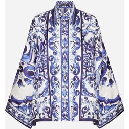 Dolce & Gabbana Majolica-print twill shirt with slits