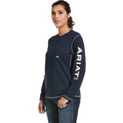 Ariat Women's Rebar Workman Logo T-Shirt Long Sleeve - Navy Cotton