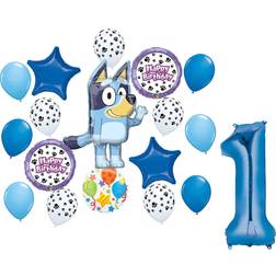 bluey 1st birthday party supplies balloon bouquet decorations with paw prints