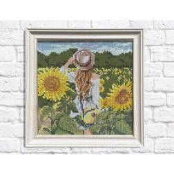 Diamond painting kit Girl in Sunflowers Field Crafting Spark 7.9 x 7.9 in CS2625