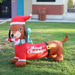 GOOSH 5.3 FT Length Christmas Inflatables Dachshund Dog Blow Up Yard Clearance Decoration