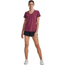 Under Armour Tech Twist Short-Sleeve V-Neck T-Shirt for Ladies Charged Cherry/Rebel Pink/Metallic Silver