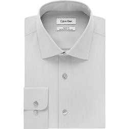 Calvin Klein $75 men's regular-fit gray herringbone cotton dress shirt