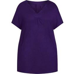 Avenue Pocket Pleat Tunic Top - Violet