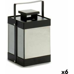 Gift Decor Farol LED Negro Espejo 12.5 x 18.5 x 12.5 cm (6 Unidades) Linterna