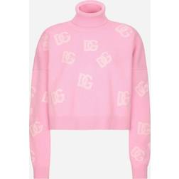 Dolce & Gabbana Cropped cashmere sweater with DG logo inlay
