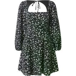 Missguided Tie Back Floral Mini Dress - Black