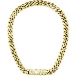 HUGO BOSS Integrated Logo Curb Chain Necklace - Gold