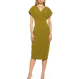 Alexia Admor Naomi V Neck Dress - Chartreuse
