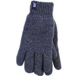 Heat Holders S-M, Navy Mens Patterned Knitted Fleece Lined Thermal Gloves