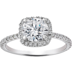 Pompeii3 Cushion Halo Engagement Ring - White Gold/Diamonds