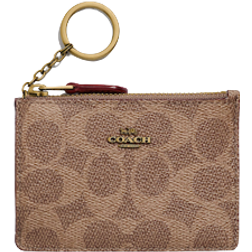 Coach Mini Skinny Id Case In Colorblock Signature Canvas - Brass/Tan/Rust