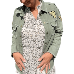 Lulus Love Star Jacket - Army Green