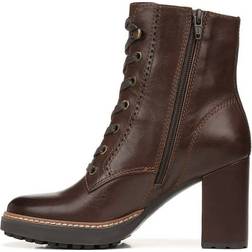 Naturalizer Callie Bootie Boots, Chocolate Bar Leather, 12.0W Lace-Up Style, Almond Toe, Block Heels, Zip Closure, Non-Slip Outsole Chocolate Bar Leather 12.0W