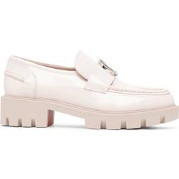 Christian Louboutin CL Moc lug flat light pink patent leather loafers