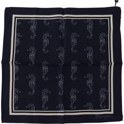 Dolce & Gabbana Blue Seahorse DG Printed Square Handkerchief Men's Scarf