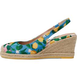 Cole Haan Cloudfeel Espadrille Wedge Slingback mm Azure Blue Lemon Print