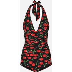 Dolce & Gabbana Cherry halterneck swimsuit black