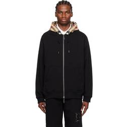 Burberry Check Hood Cotton Hooded Top Black