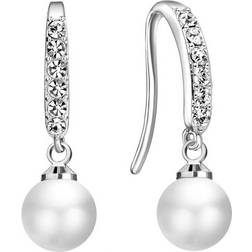 Philip Jones Silver plated pearl drop earrings created with zircondiaÂ crystals