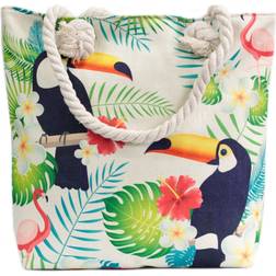 Ancient Wisdom Rope Handle Bag Tropical Toucan Large Beach Tote