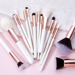 Jessup Professionell Kvalitet Makeupborstar - Pärlfärg/Vit/Roséguld