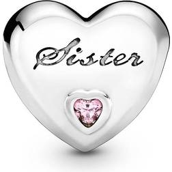 Pandora Sister Heart Charm - Silver/Pink