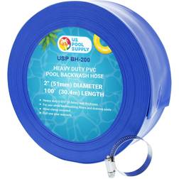 2" x 100' heavy duty blue swimming pool backwash hose with clamp, discharge