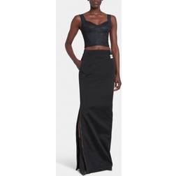 Dolce & Gabbana Sort Maxi Nederdel med Unikt Nummer Patch Sort