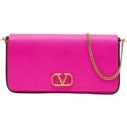 Valentino Garavani --Vlogo Signature Grainy Pouch With Chain - Pink