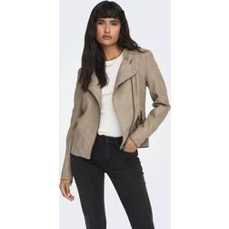 Only Onlava Faux Leather Biker Jacke OnlSherry - Beige