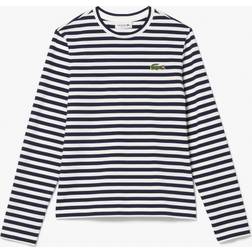 Lacoste Women's Striped Jersey Cotton T-shirt Black/white