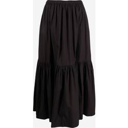 Ganni Cotton Poplin Maxi Flounce Skirt - Black