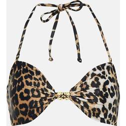 Ganni Leopard-print bikini top multicoloured