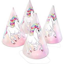 Blue Panda 24pcs rainbow unicorn party cone hats kids birthday girl baby shower pastel pink