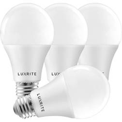 Luxrite 4x a19 led bulb 100w equivalent 3000k enclosed fixture rated 1600lm e26