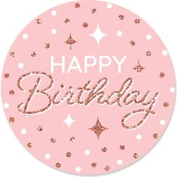 Big Dot of Happiness Pink Rose Gold Birthday Happy Birthday Party Circle Sticker Labels 24 Count