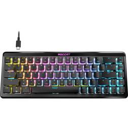 Roccat Vulcan II Mini Air 65% Optical Mechanical Gaming Keyboard, Full Wireless and Bluetooth Capabilities, Customizable RGB Illumination, Button Duplicator, On-Board Profiles, Aluminum Plate – Black