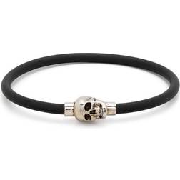 Alexander McQueen Mens Skull-embellished Rubber Bracelet - Black