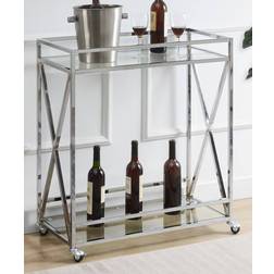 Convenience Concepts Console Glass/Chrome Trolley Table