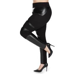 MeMoi Sexy Moto Pleather Accent Shaping Leggings